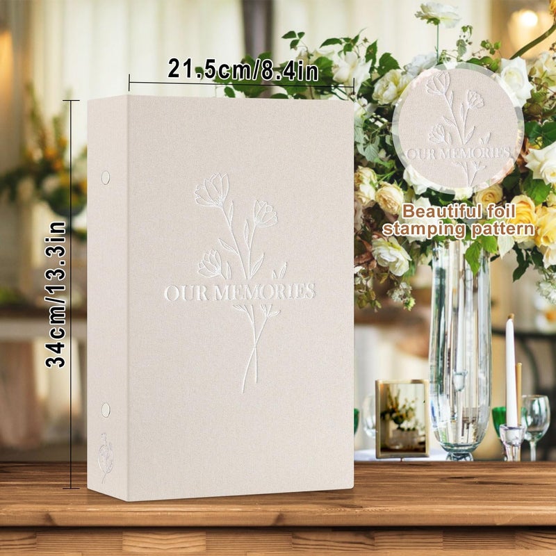 Lanpn Photo Album 4x6 300 Pockets, Linen OUR MEMORIES Hardcover Photo Book Photobook Holds 300 Horizontal Pictures Only Beige - Image 2